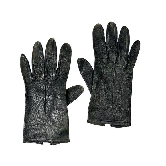 Vintage Women’s Leather Black Driving Gloves Extra Small Petite - Picture 1 of 3